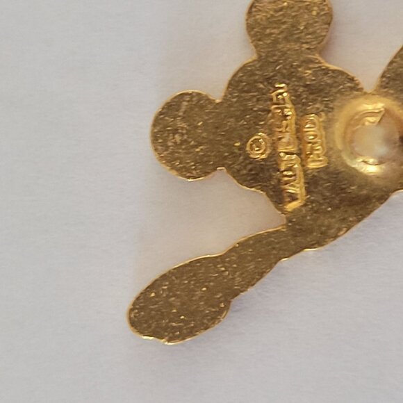 Vintage Disney Mickey Mouse Gold Tone Tie Tack Lapel Pin With Chain & Bar - Picture 5 of 6